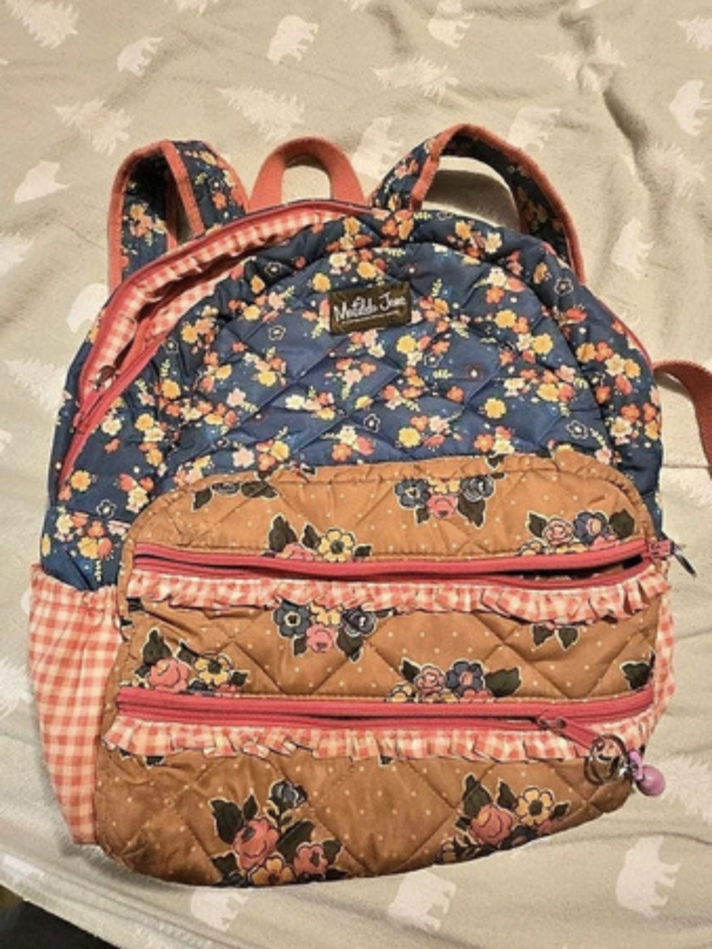 Matilda Jane Floral Print Backpack in Blue & Red